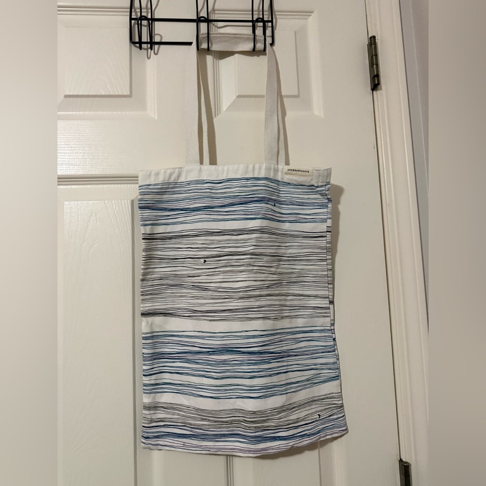 Anthropologie White Canvas Tote